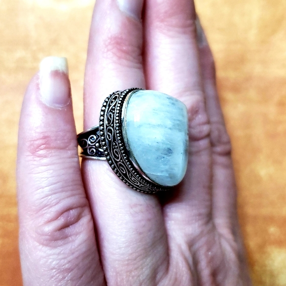 New Rainbow Moonstone 925 Silver Ring. - Picture 5 of 8